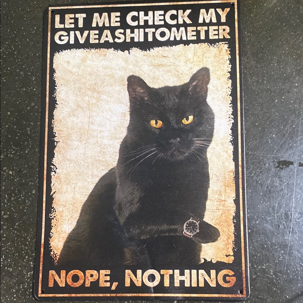 Black Cat Humorous Sign